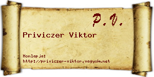 Priviczer Viktor névjegykártya